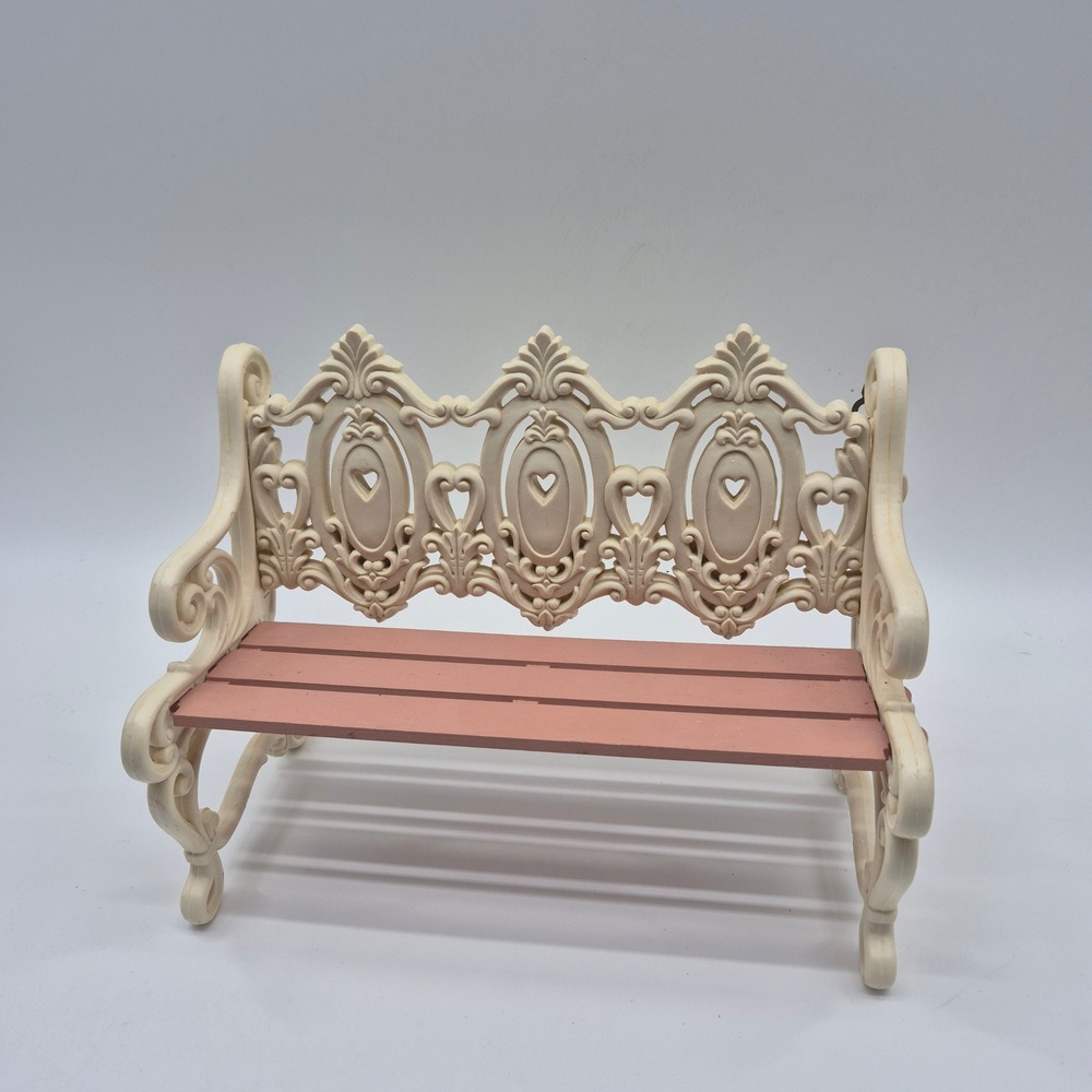 Burwood Products Wall Hanging Garden Bench Decor Kids OS Cream Pink Heart Scroll